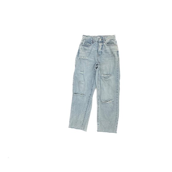 Forever 21 Straight distressed Raw Hem Button Fly Women's size 26 Blue Jeans - Picture 1 of 5